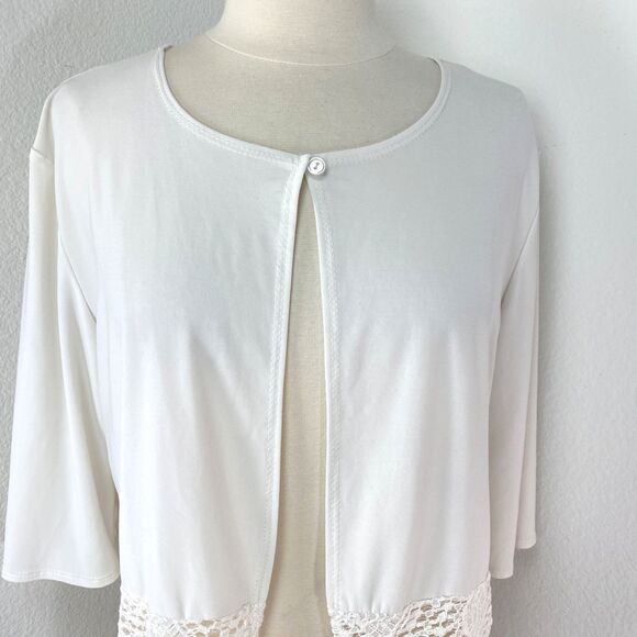 Vintage Michelle Lynn White Cardigan Large Open Front Whimsy Fairy Boho Peasant - Picture 3 of 10